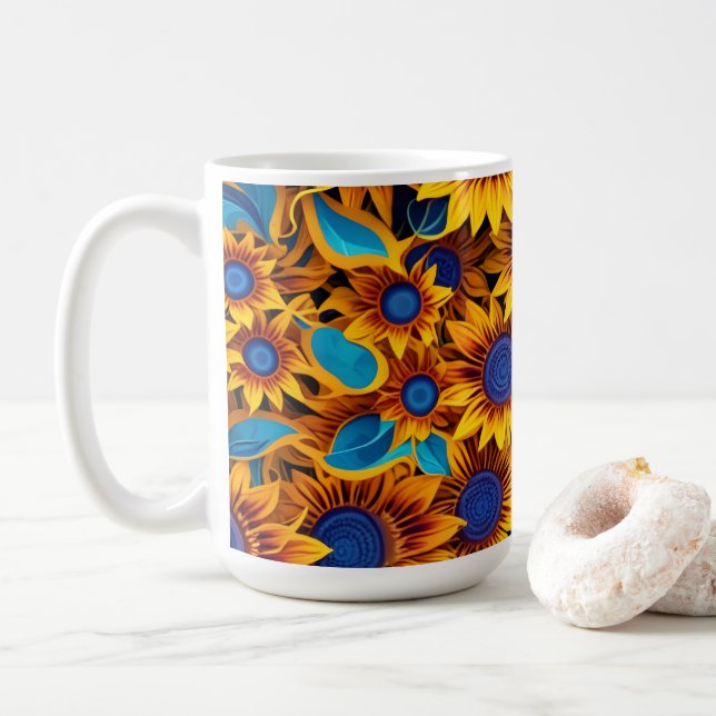 Caneca De Café Vibrant Sunflower (Com Donut)