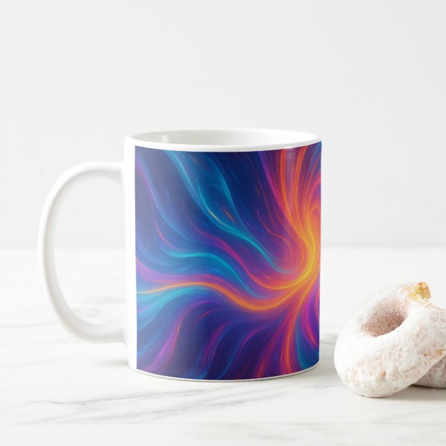 Caneca De Café Vibrant Swirl Abstract Art Mug (Com Donut)