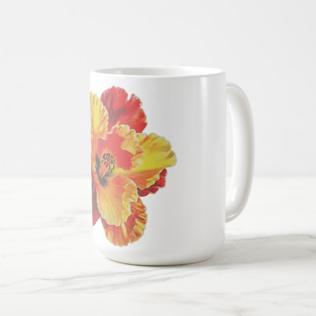 Caneca De Café Vibrant Watercolor Daylily Floral Mug (Frente Esquerda)