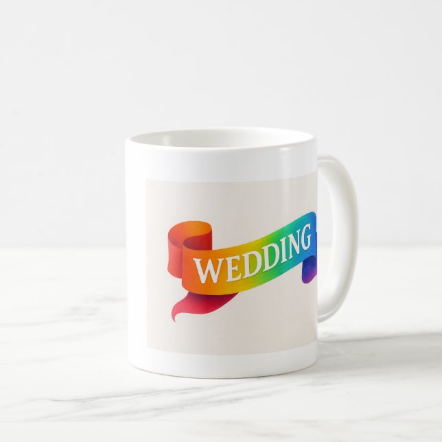 Caneca De Café Vibrant Wedding Celebration Ribbon (Frente Esquerda)