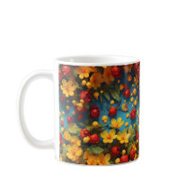 Vibrante Design de Padrão Floral Amarelo e Vermelh