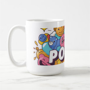 Caneca De Café Vibrante Design Tipográfico Kawaii Doodle para Rou