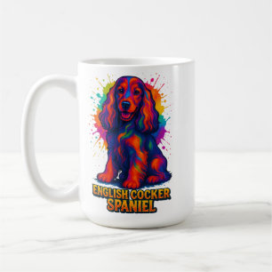 Caneca De Café Vibrante English Cocker Spaniel em Pop Art