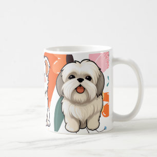 Caneca De Café Vibrante Flor Arte de Cachorro EstiloPara Amantes