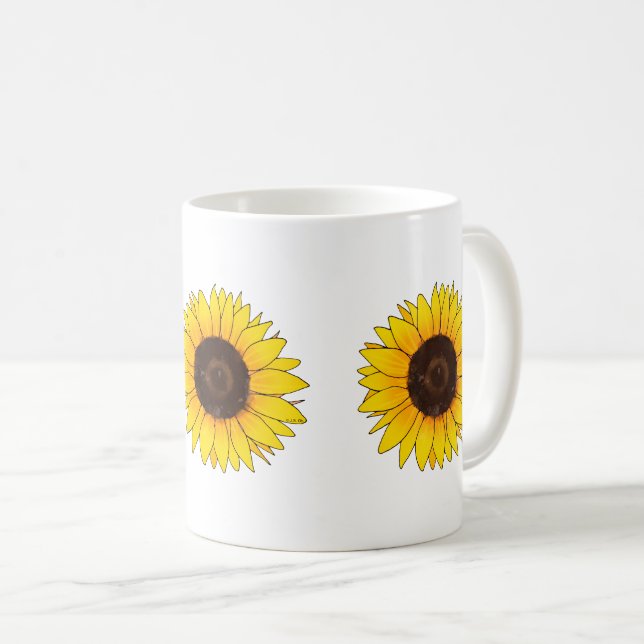 Caneca De Café Vibrante Flor de Girassol Amarelo (Frente Esquerda)
