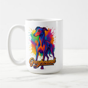 Caneca De Café Vibrante Greyhound de Pop Art Cinza