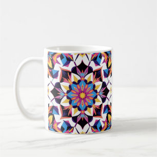 Caneca De Café Vibrante Padrão de Mandala Kaleidoscópio