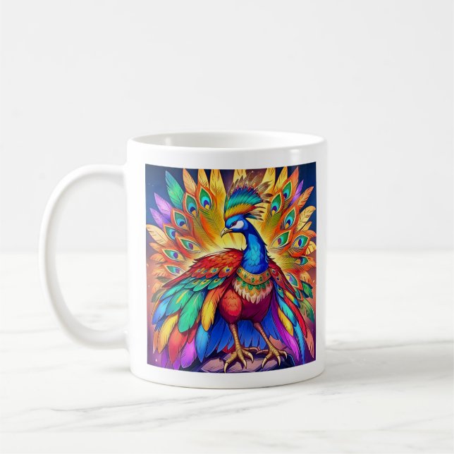 Caneca De Café Vibrante Pavão  (Esquerda)