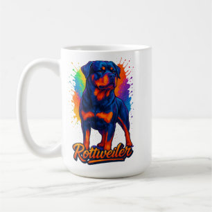 Caneca De Café Vibrante Rottweiler Pop Art – Cachorro Neon Ousado