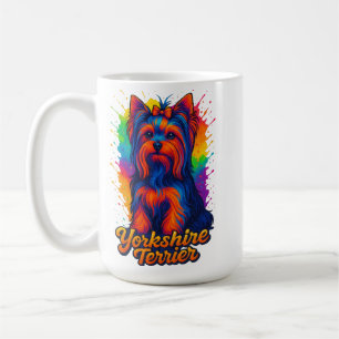 Caneca De Café Vibrante Yorkshire Terrier de Arte Pop – Neon Colo