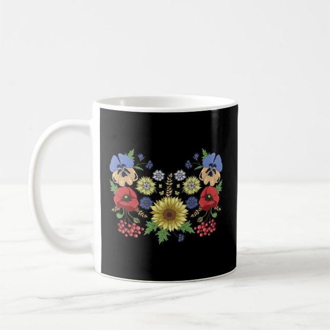 Caneca De Café Viburno Floral Ucraniano Vyshyv (Esquerda)