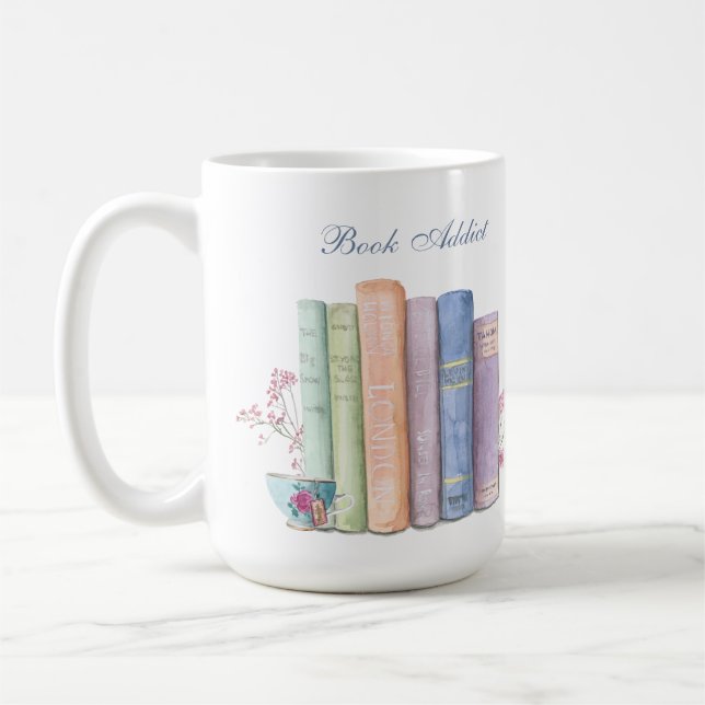 Caneca De Café Viciado em Livro Mug Grande Personalizável (Esquerda)