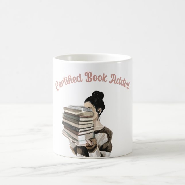 Caneca De Café Viciado em Livros Certificado (Centro)