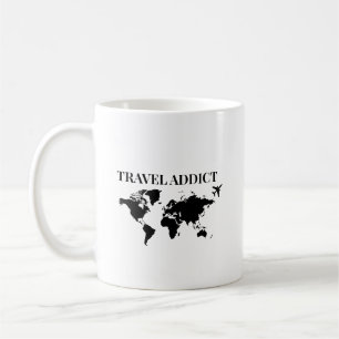 Caneca De Café Viciado em viagens - presente de viagem pelo mundo