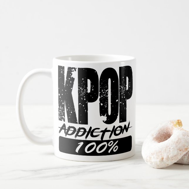 Caneca De Café Vício 100% de KPOP (Com Donut)