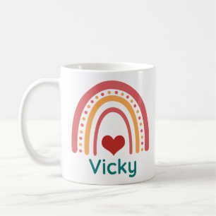 Caneca De Café Vicky Name Vintage Boho Rainbow
