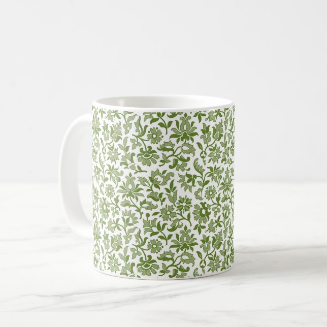 Caneca De Café Victorian Calico 2, Green Coffee Mug (Frente Esquerda)