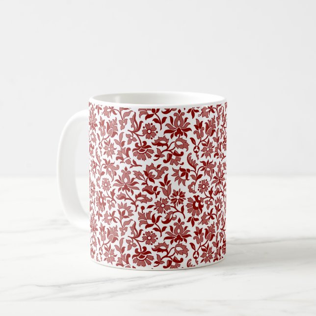 Caneca De Café Victorian Calico 2, Red Coffee Mug (Frente Esquerda)