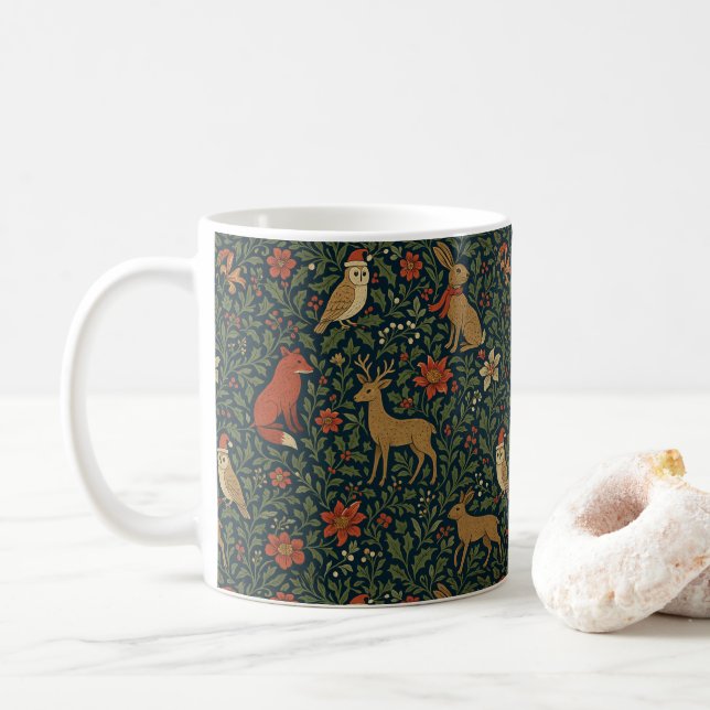 Caneca De Café Victorian Christmas Animal & Botanical  (Com Donut)