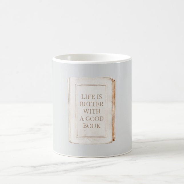 Caneca De Café Vida Cinzenta é Melhor Com Um Bom Livro (Centro)