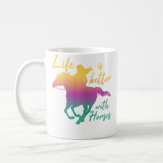 Caneca De Café Vida Com Cavalos Mulheres Montando Cavalos Dona