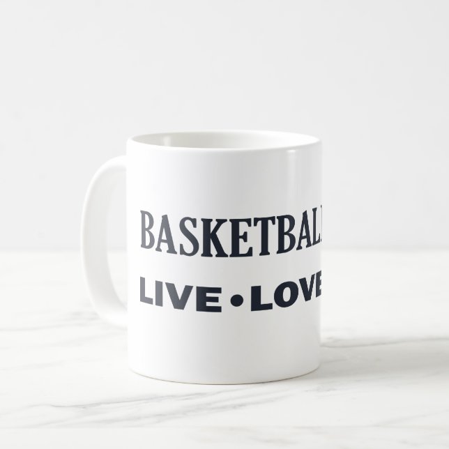 Caneca De Café Vida de amor ao vivo, vida de basquete (Frente Esquerda)