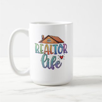 Caneca De Café Vida de Corretor Imobiliário Arco-Íris Personaliza