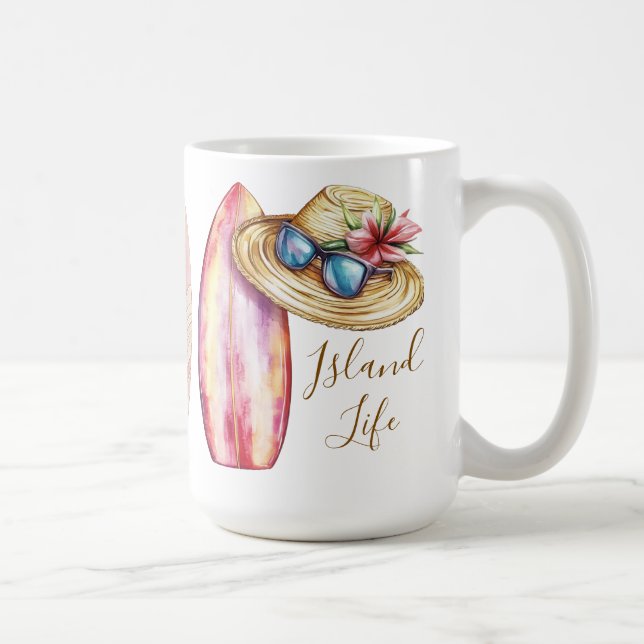 Caneca De Café Vida de Ilha Surf’s Up Personalizável  (Direita)