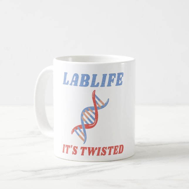 Caneca De Café VIDA DE LAB É Torta - DNA Torto (Frente Esquerda)