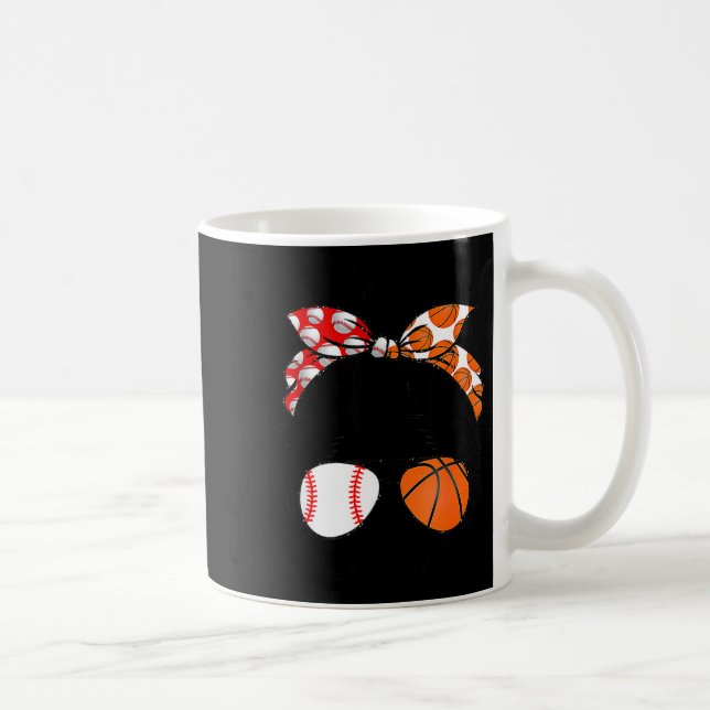 Caneca De Café Vida de mãe beisebol basquete mãe coque bagunçado  (Direita)