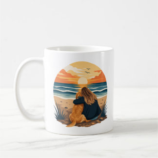 Caneca De Café Vida de Mãe de Golden Retriever Praia Pôr do Sol
