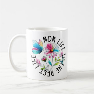 Caneca De Café Vida de Mãe Floral Borboleta