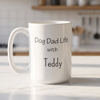 Caneca De Café Vida de Pai de Cachorro Personalizada com Nome do