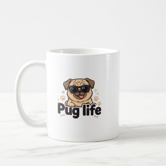 Caneca De Café Vida de Pug (Esquerda)