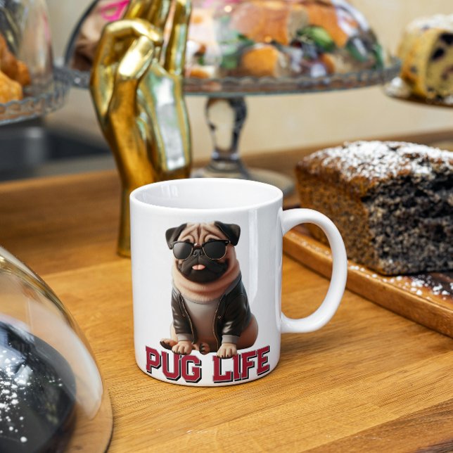 Caneca De Café Vida de Pug Cachorro Fofo (Criador carregado)