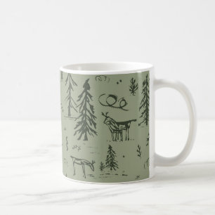 Caneca De Café Vida do Lago Pine Deer - padrão de floresta de mad