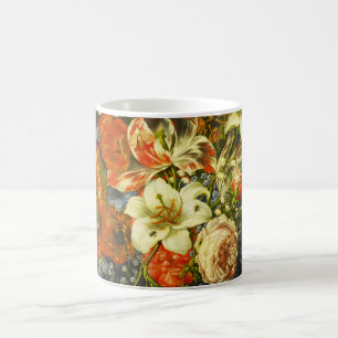 Caneca De Café Vida Estática com Flores e Frutas