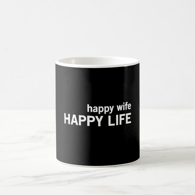 Caneca De Café Vida feliz da esposa feliz (Centro)