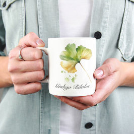Caneca De Café Vida Herbal: Folha de Ginkgo Biloba personalizável