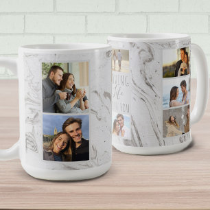 Caneca De Café Vida Loving com você - mármore do cinza da colag