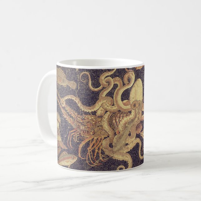 Caneca De Café Vida marinha, mosaico de Pompeia (Frente Esquerda)