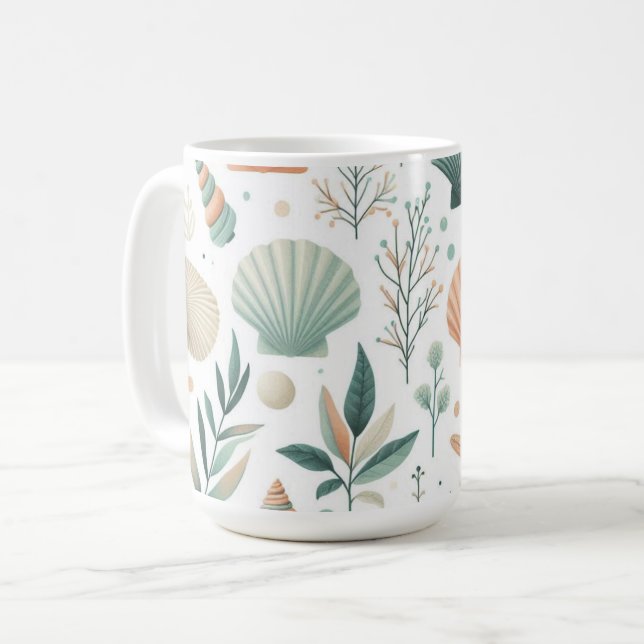 Caneca De Café Vida Marinha Serena (Frente Esquerda)