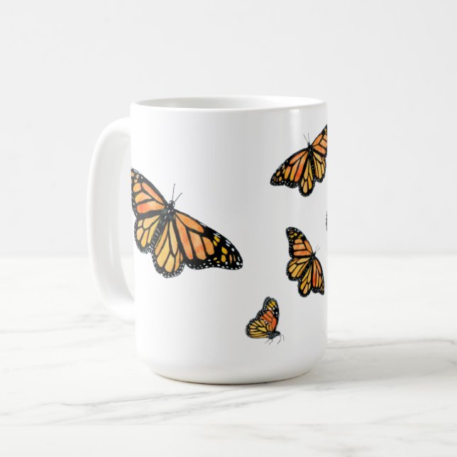 Caneca De Café Vida selvagem da borboleta-monarca-laranja (Frente Esquerda)