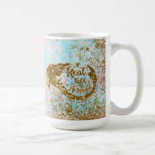 Caneca De Café Vida Sereia Real - Sereia Dourada Glitter