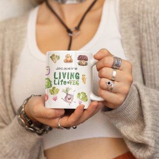 Caneca De Café Vida Vegan Personalizada no Presente Veg