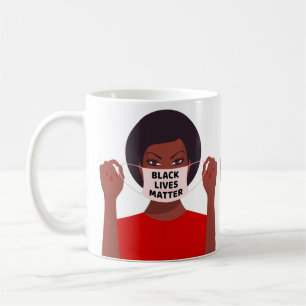 Caneca De Café vidas negras contam história da mulher da máscar
