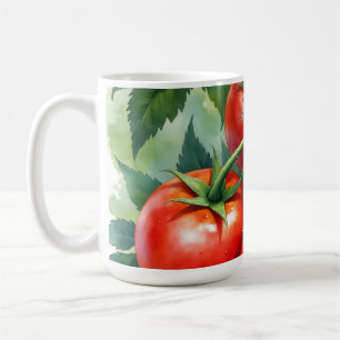 Caneca De Café Videira de Tomate Madura Aquarela Fresca