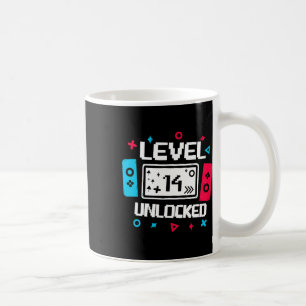Caneca De Café Vídeo Gamer 14 Birthday Gift de Nível 14 desbloque