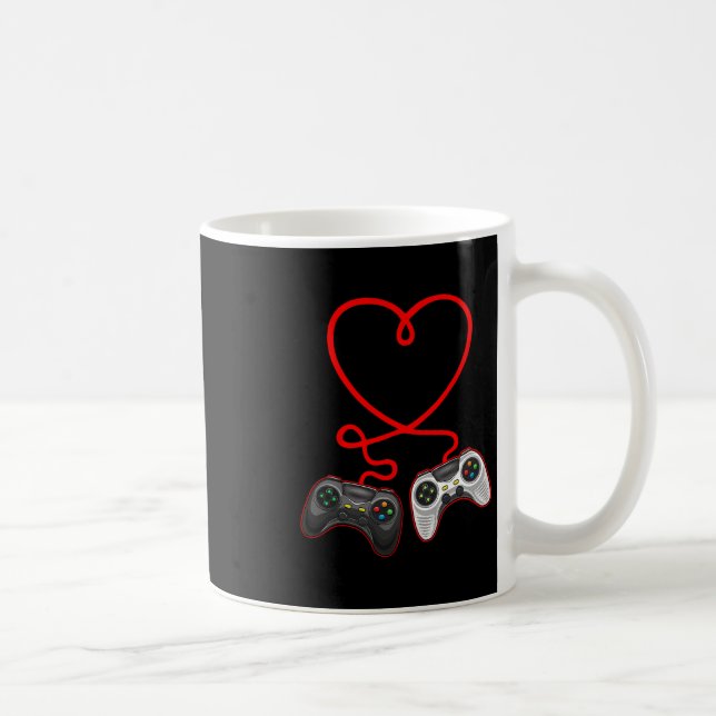 Caneca De Café Video Gamer Valentines Day With Controllers Heart  (Direita)