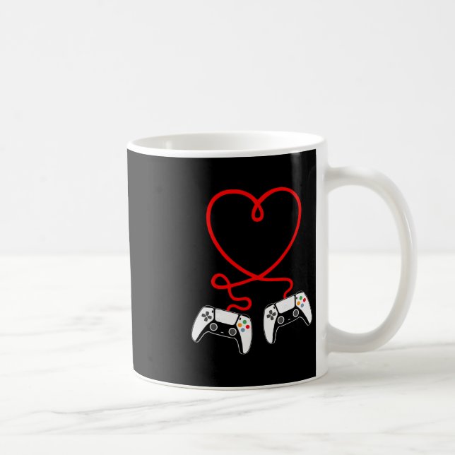 Caneca De Café Video Gamer Valentines Day With Controllers Heart  (Direita)